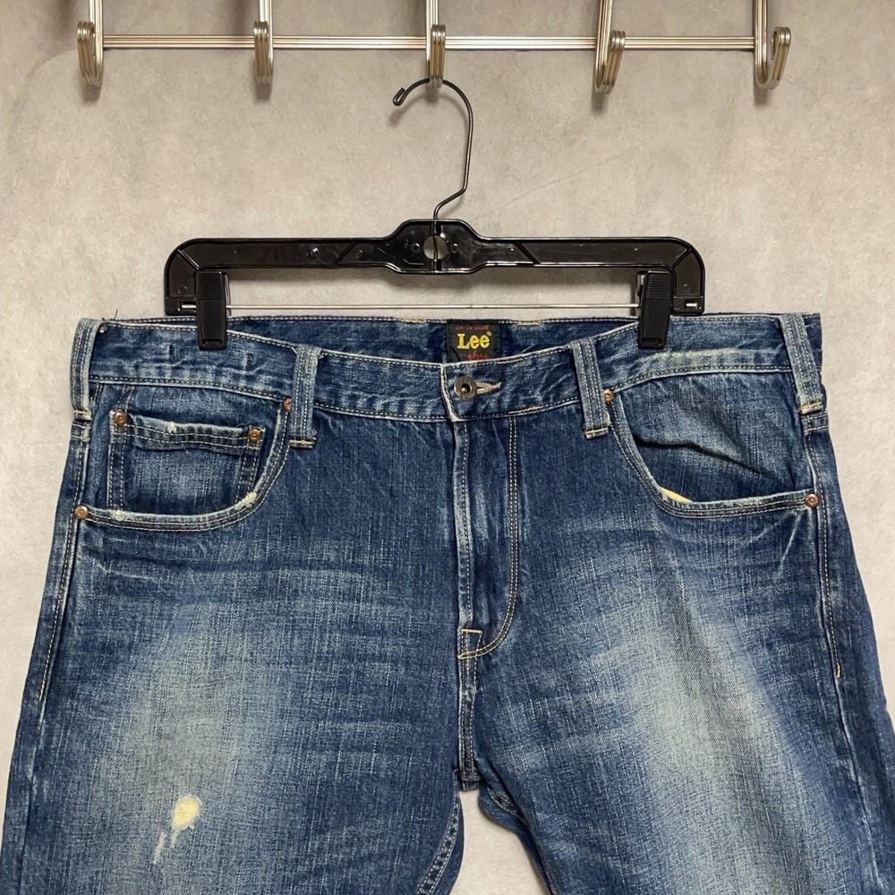 Lee Jeans Men 38x31 101+ Sanforized Union Made Japan Denim Distressed Whisker